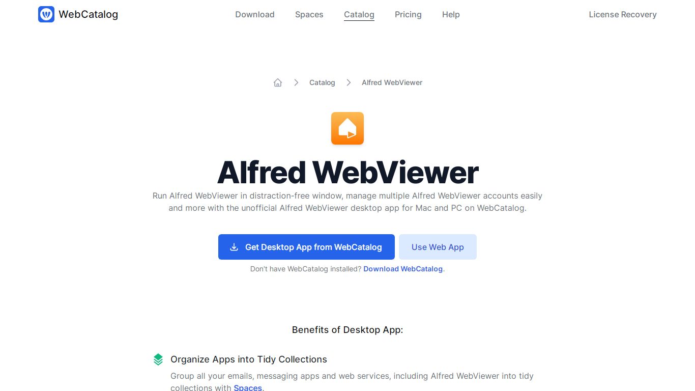 Alfred WebViewer Desktop App for Mac and PC - WebCatalog